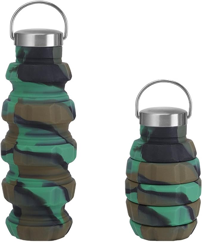 500ml Collapsible Water Bottles Silicone Motivational Bottle with Carrying Loop, Travel Water Bottle for Sports & Outdoors Reusable Water Bottle Cute Stuff forfor Men