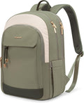 LOVEVOOK Laptop Backpack for Women, 15.6 inch Waterproof College Backpack Woman with Laptop Compartment Computer Bag Travel Backpack Purse, Large Black Computer Daypack for Work Casual, Beige green