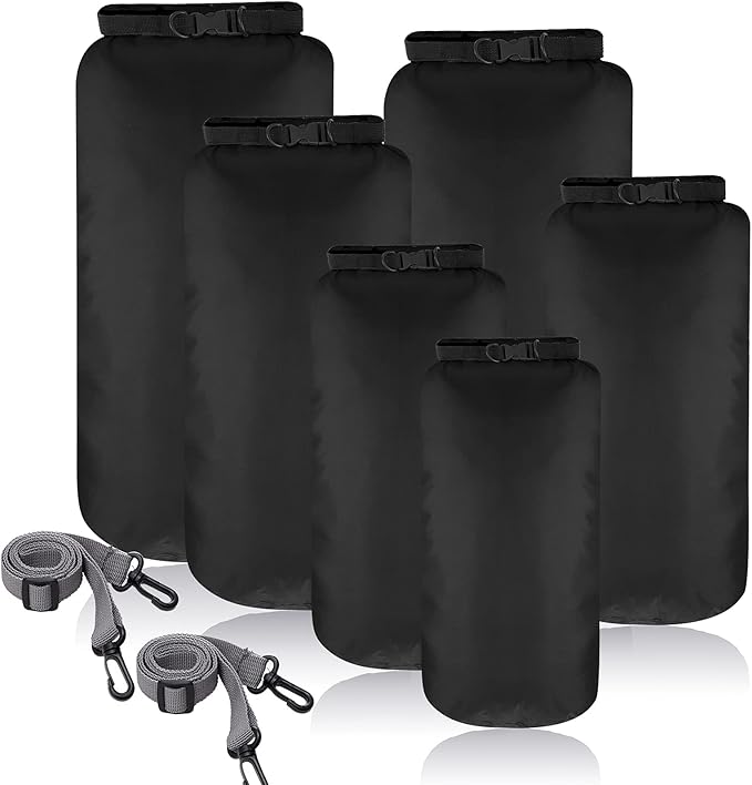 Shappy 6 Pcs Waterproof Dry Bag Set Ultralight Stuff Sack 20/15/10/8/5/3L Backpacking Bag with Long Adjustable Strap Outdoor Keep Gear Dry Sack for Camping Kayaking Boating Hiking Travel