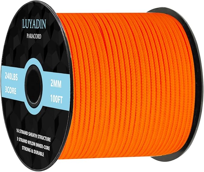 Paracord 240lb - Diameter 2mm Micro Utility Cord -3 Strand Parachute Spool Cord - 100ft 200ft,Paracord for Camping,Hiking,Fishing,Outdoor and DIY