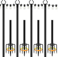 NUERPO 4 Pack String Light Poles,Metal Poles for Hanging Outdoor Light Strings,4 Pack 10 FT Light Poles Stand for Outside Garden,Patio,Wedding,Backyard,Deck,Party