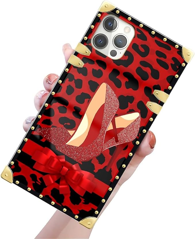 Compatible with iPhone 12 12 Pro Case, Elegant High Heels Luxury Golden Decoration for Girl Women Soft TPU Shockproof Protective Hard PC Back for iPhone 12 12 Pro