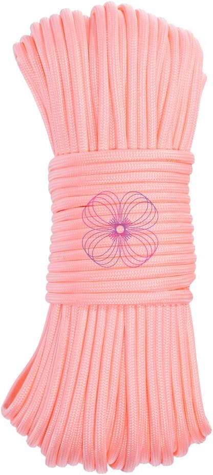 Craft County Glow in The Dark Zesty 21 Strand Luminous 550 Paracord – for DIY Bracelets, Lanyards, and Jewelry (Pink, 100 Feet)