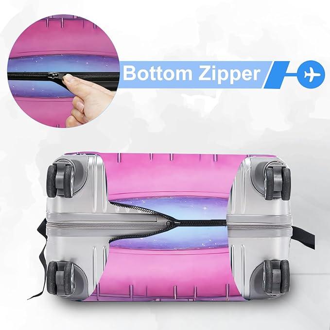 ANNA QUEEN Fantasy Castle Travel Luggage Cover -Stretchable Airplane Suitcase Protector Sleeve,Universal Washable Fit for 28-30 Inch Checked Baggage,Water Resistant Durable Luggage Protector,L