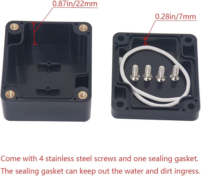 Project Box IP65 Waterproof Junction Box ABS Plastic Black Electrical Boxes DIY Electronic Project Case Power Enclosure2.48 x 2.28 x 1.38Inch (63 x 58 x 33mm)