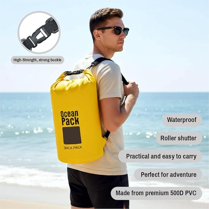 Waterproof Dry Bag Set of 3 – Roll Top Waterproof Bags 2L 5L 10L – 500D PVC Floating Dry Bags for Kayaking, Camping, Beach and Travel – Lightweight Compression Design