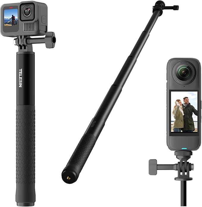 TELESIN 35" Extension Selfie Stick for GoPro, Portable Vlog Selfie Stick Handle Monopod Pole for GoPro Hero 13 12/Insta360/DJI Osmo Nano Action 6 5 4 Pocket/AKASO/Xtra Muse Action Camera Accessories