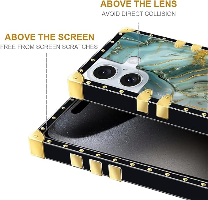Compatible with iPhone 16 Plus Case, Golden Texture Marble Veining Luxury Golden Decoration for Girl Women Soft TPU Shockproof Protective Hard PC Back for iPhone 16 Plus