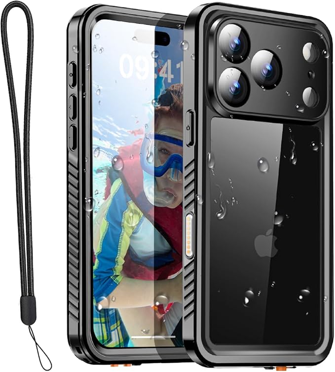 AICase Compatible with iPhone 17 Pro Case Waterproof, Clear Water Proof Built-in Screen Protector Shockproof Dustproof Snowproof Full Body Rugged Underwater Phone Case with Lanyard