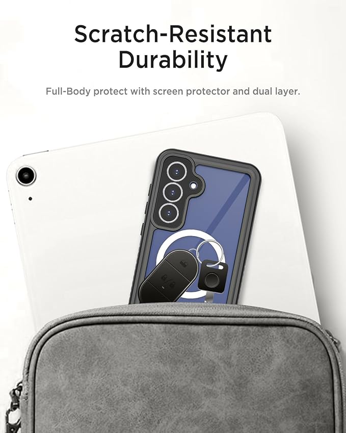 Miimall for Samsung Galaxy S25FE Phone Case Waterproof,12FT Military Drop Proof, IP68 Waterproof, 360°Full Body Protection Shockproof Heavy Duty Protective Rugged Magsafe S25 FE Case Screen, Black
