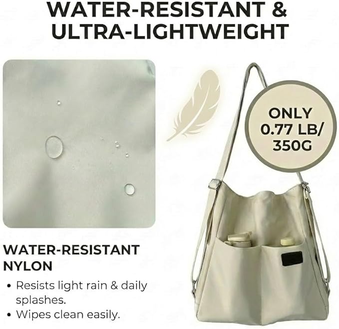 Women's Convertible Backpack Purse - Water-Resistant Nylon Travel Bag - Large Capacity 3-Way Shoulder Tote & Daypack | Convertible, Lightweight, Water-Resistant