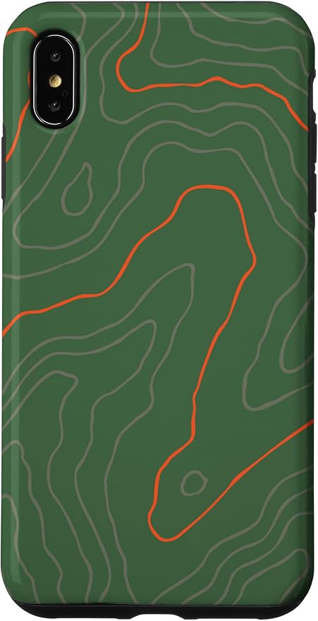 Backcountry Topo Guide Orange Lines Topographical Map Case for iPhone XS Max