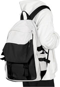 coowoz School Bag Lightweight Casual Daypack College Laptop Backpack for Men Women Water Resistant Travel Rucksack for Sports High School Middle Bookbag for girls(Black white)