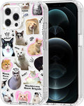 MOSNOVO Case for iPhone 12 & iPhone 12 Pro, [Buffertech 6.6ft Military-Grade Drop Protection] [Anti Peel Off Tech] Clear TPU Bumper Phone Case Cover Design - The Cat Brigade