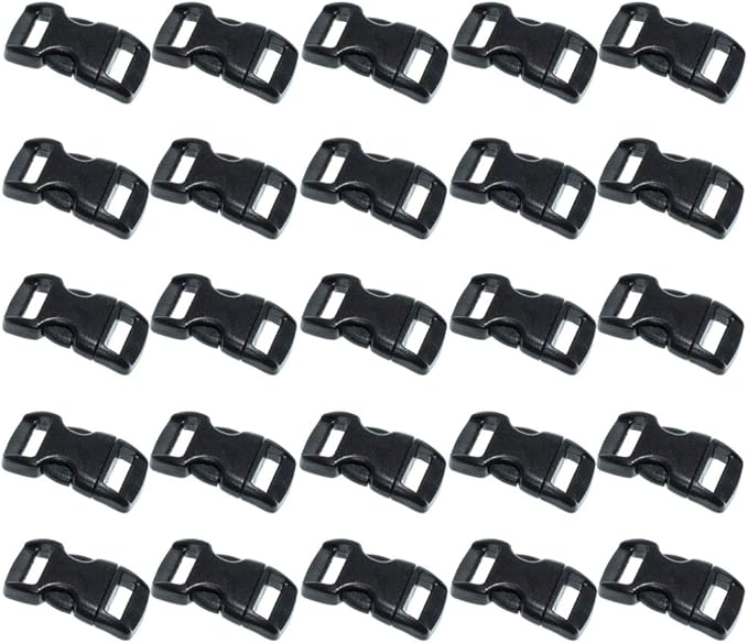 Black Plastic Side Release Buckles for Paracord Bracelets (3/8 Inch, 120 Pack)