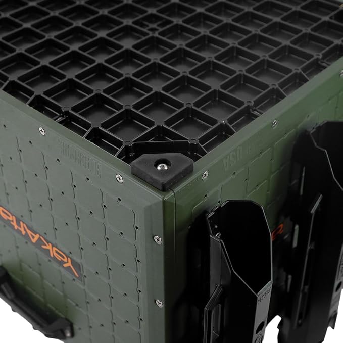 YakAttack BlackPak Pro Kayak Fishing Crate - Ranger Green | 16" x 16" Riggable Kayak Gear Storage System with Hinged Lid, GridLoc Mount Panels & 6 TetherTube Rod Holders | Lightweight Tankwell Crate