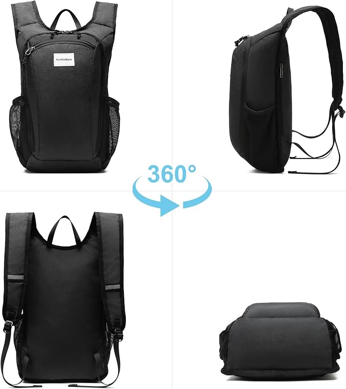 10L Foldable Lightweight Backpack – Packable Travel Daypack for Hiking, Cycling & Everyday Use – Water-Resistant Travel Bag with Multi-Pocket Design for Women & Men(Black)