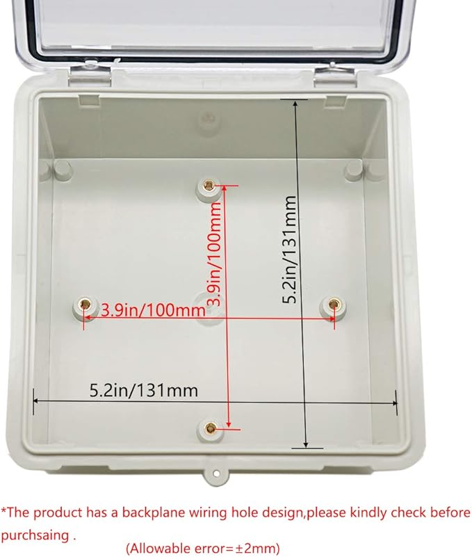 Zulkit Junction Box ABS Plastic Dustproof Waterproof IP65 Electrical Boxes Hinged Shell Outdoor Universal Project Enclosure Clear Cover with 2 Cable Glands 5.9 x 5.9 x 3.5 inch (150x150x90 mm)