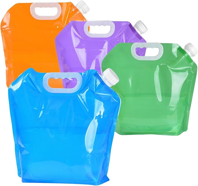 4 Pack 5L BPA Free Collapsible Water Tank Container Portable Lightweight Space Saving Outdoor Folding Water Bag for Sport Hiking Camping Riding Mountaineer