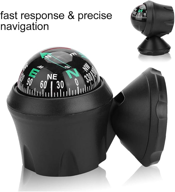 Car Compass, Night Vision Electronic Digital Compass, Direction Guidance for Boat Vehicle, Can be Decorative Ornament or Birthday Present, Pivoting Compass, Stick, Easy to Read, Black
