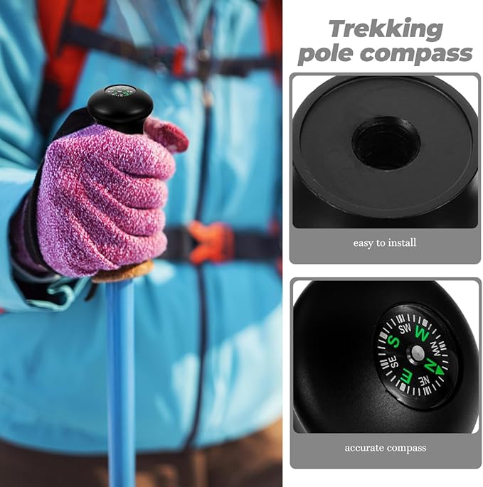 POPETPOP Tripod Monopod Ball Head Handle Grip Knob, Universal Trekking Pole Stick Unipod Handle Compass for Outdoor Activities, Hiking, Camping