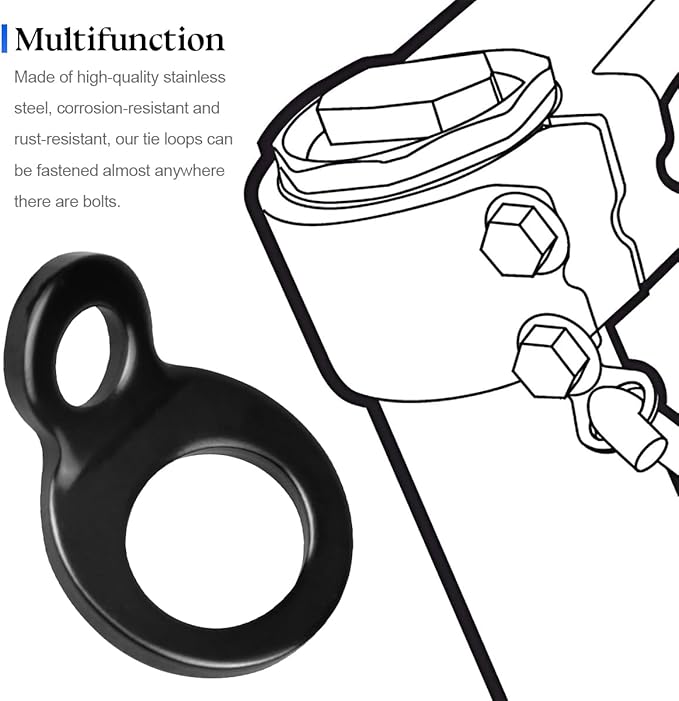 Motorcycle Tie Down Anchors Hooks, 4PCS Stainless Steel Multi-Purpose Heavy Duty Dirt Bike Strap Rings, Motorbike Attachment Points Accessories, Universal for Trailer Camper ATV