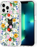 MOSNOVO Case for iPhone 13 Pro Max, [Buffertech 6.6ft Military-Grade Drop Protection] [Anti Peel Off Tech] Clear TPU Bumper Phone Case Cover Design - Black Cat in Garden