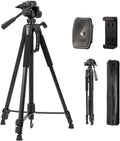 Tripod Stand for Camera & Cell Phone,68” Professional Stand with Carry Bag and Phone Holder,Sturdy & Stable Height Adjustable Multi-Angle Shot Selfie Stick Tripod,Max Load 11Lb(Black)