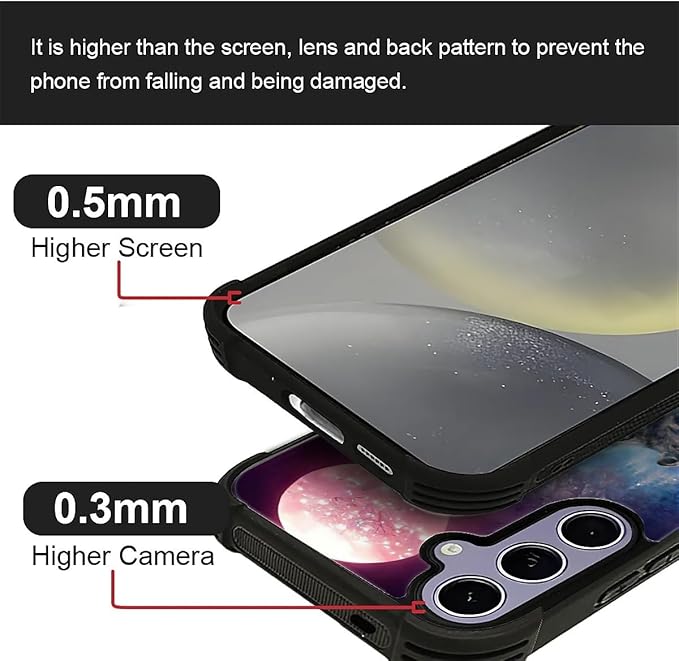 for Samsung Galaxy S24 S25 Case, Star Two Wolfs Howling Pattern Graphic Design Girl Boy Soft Silicone Hard Acrylic Shock Protection for Samsung Galaxy S24 S25