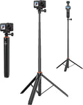 53.5" Osmo Action Selfie Stick Tripod for DJI Action 5 Pro/4/3, Xtra Edge Pro, 2-in-1 Extendable Handle Grip w Quick-Release Adapter, Extension Rod/Travel Vlog Stand/Accessories for Video Recording