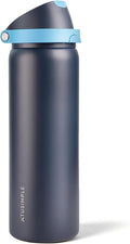 32 oz Insulated Water Bottle for Travel, 2-in-1 Quick Flip Straw and Push Button Spout Lid, Triple Walled Vacuum Stainless Steel Keep Cold for 30Hrs, Leakproof, for Gym, Hiking, Trip, Blue