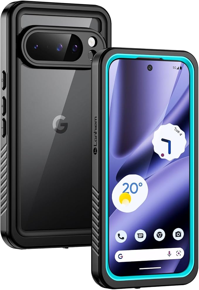 Lanhiem Pixel 10 Pro XL Case, IP68 Waterproof Dustproof Case with Built-in Screen Protector, Rugged Full Body Shockproof Protective Clear Cover for Google Pixel 10 Pro XL 6.8 Inch, Blue