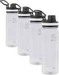 Takeya Tritan Sport Water Bottle with Spout Lid - BPA-Free & Dishwasher-Safe - Reusable with Lid Handle - Simple Leak-Proof Water Bottle - 24 oz, Clear (Pack of 4)