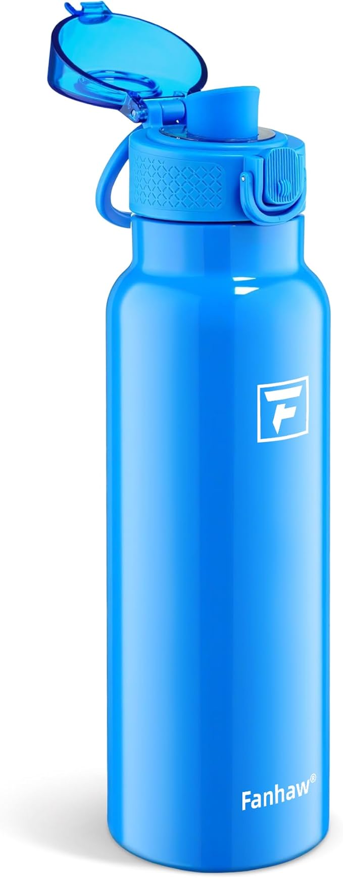 Fanhaw Daylite Series 24 oz Stainless Steel Insulated Water Bottle with Silicone Spout Lid, Double-Wall Vacuum Leakproof Metal Bottle, Anniversary Birthday Gift for Kids, Women & Men (Sky Blue)