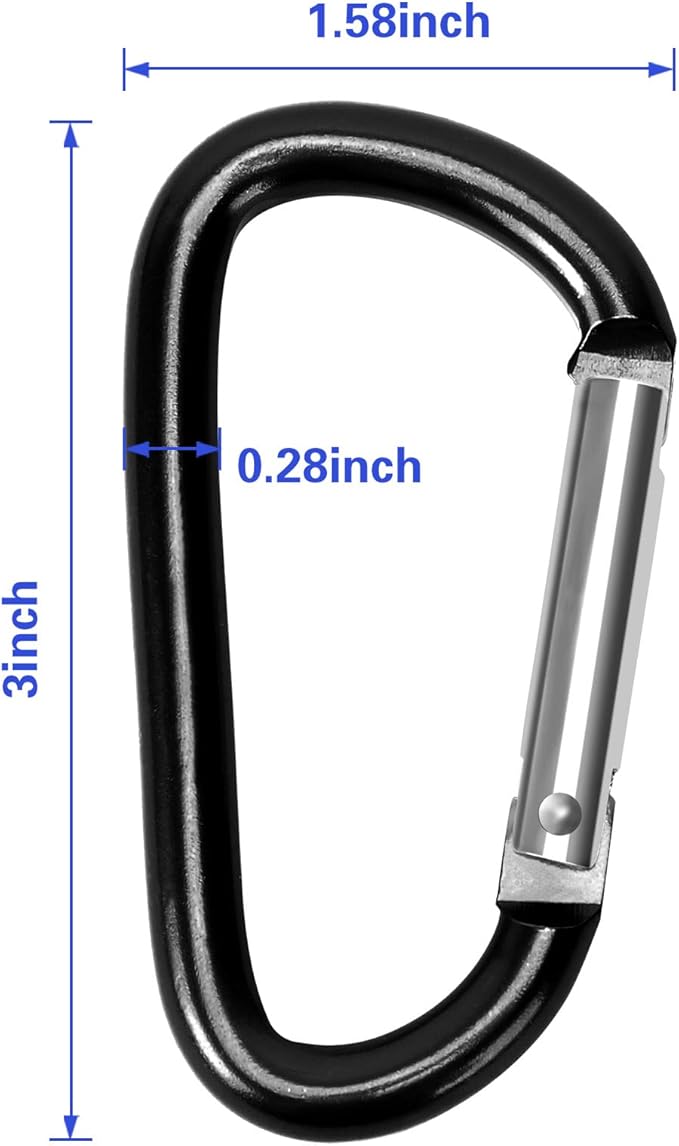 Carabiner Clips, Upins Aluminum Locking Spring Hook Keychain D Shape Heavy Duty Buckle Pack Carabiners Clip Lock Snap Hooks Backpack Clip