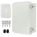 Waterproof Electrical Box Junction Box Weatherproof IP67 ABS Plastic Enclosure Switch Router Project Box Electronics DIY Enclosure with Mounting Plate and Wall Bracket Grey 16.1"x12.2"x7.1"