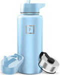 IRON °FLASK Camping & Hiking Hydration Flask with Straw, Wide Mouth Insulated Stainless Steel Sports Water Bottle - 32 oz Morning Mist