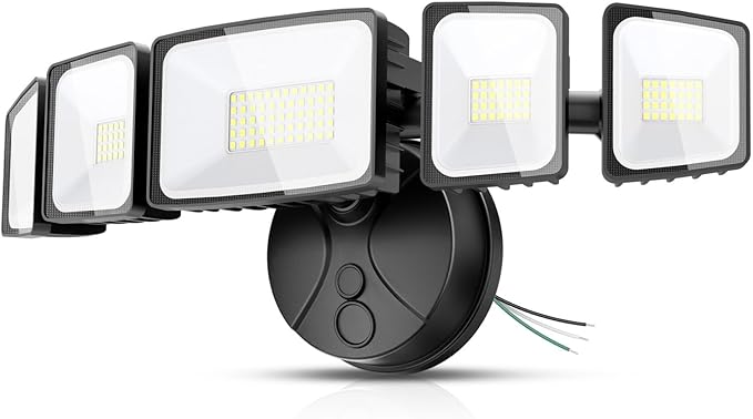 Onforu 150W LED Flood Lights Outdoor, 15000LM Brightness Security Light Switch Controlled, 6500K Outside Floodlight with 5 Adjustable Heads, Waterproof Exterior Light for Yard Garage Patio