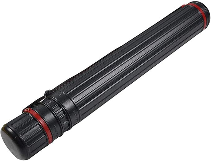 DEWEL Post Tube Expands from 30”to 51”, Waterproof Blueprint Holder Telescoping Art Tube, Large Plastic Black Fishing Rods Case Storage Tube, Light Resistant Drawing Tube with Strap (XL Size)