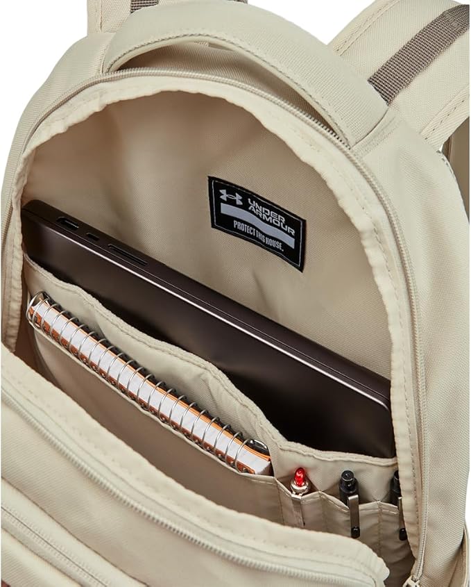 Under Armour Unisex-Adult Hustle 6.0 Backpack, (289) Khaki Base/Khaki Base/Taupe Dusk, One Size Fits Most