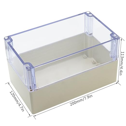 LeMotech ABS Plastic Junction Box Dustproof Waterproof IP65 Electrical Enclosure Box Universal Project Enclosure Grey with PC Transparent Clear Cover 7.9 x 4.7 x 4.4 inch(200 x120 x113 mm)