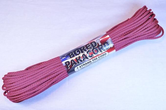 BORED? PARACORD! 550 lb Paracord – Ideal for Crafting, DIY Projects, Camping, Military & Active Outdoors – 300+ Colors – Tactical Parachute Cord Type III – Strong - Neon Pink Diamonds 50 Feet