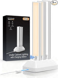 Under Cabinet Lighting with Charging Station, 2200mAh Rechargeable Motion Sensor Light Indoor, Dimmable Closet Lights with 3 Color Tempers, Magnetic Under Cabinet Lights for Kitchen Wireless, 3-Pack