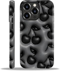for iPhone 15 Pro Case,HL2 Cute Cool Cherry Black Hybrid 2 Layer Hard Shell Silicone Protective Pattern Design Case
