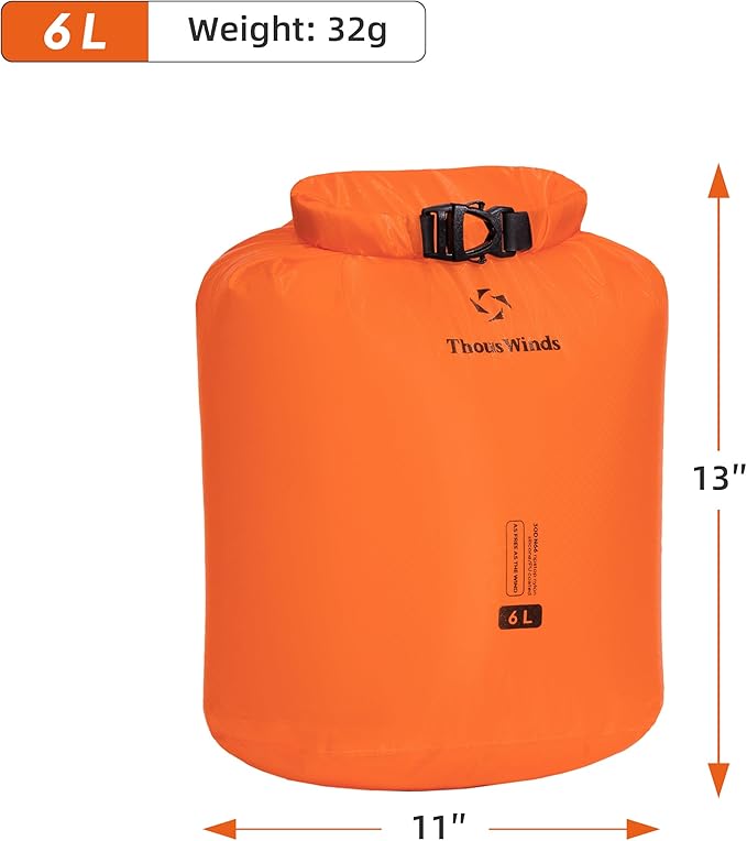 Thous Winds Dry Bag Waterproof, 3L/6L/12L/24L/36L Roll Top Lightweight Dry Sack for Kayaking, Boating, Swimming, Camping, Beach, Travel