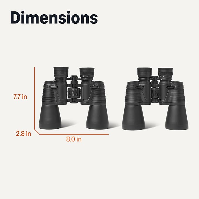 Amazon Basics 7x50 High Power Binoculars, Wide Field of View, FMC Optics, Tripod Compatible, BAK-4 Prism, Rubber Armor, Black