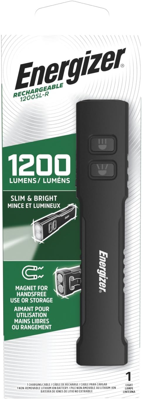 Energizer 1200SL-R Flashlight Rechargeable for EDC, Tactical Flashlight Ultra Bright, IPX4 Water-Resistant, USB-C Cable Included (Pack of 2)