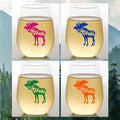 Set of 4 Shatterproof Designer 16 oz Plastic Wine Glasses MADE in the USA (MOOSE)