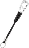 KeyUnity KC04 Paracord Keychain Carabiner Clip, Braided Lanyard with Stainless Steel Key Ring and Bead for Hanging Bottles