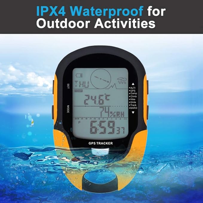 Multifunction Digital Altimeter, Waterproof Handheld GPS Navigator Tracker with Mini Torch, Electronic Barometer Thermometer Compass for Camp Climb Hike
